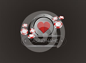 Heart with poker chips, poster, banner, backdrop, backdrop