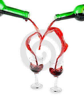 Heart from pouring red wine