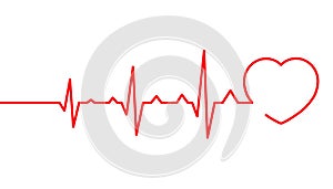 Heart pulse, Cardiogram line vector illustration, Heartbeat