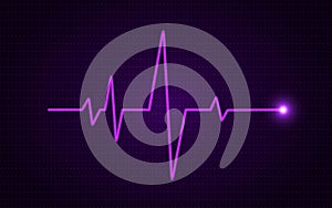 Heart pulse concept. Glowing medical line. Healthcare background. Pulse diagram with bright gradient. Heartbeat art