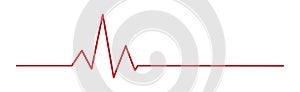 Heart pulse - curved red line on a white background - Vector