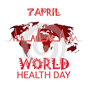 Heart Pulse Health World Day Global Holiday Banner With Copy Space