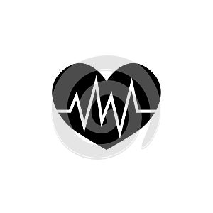 Heart Pulse, Heartbeat Ecg Cardiogram. Flat Vector Icon illustration. Simple black symbol on white background. Heart Pulse,