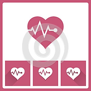 Heart pulse icon on white background photo