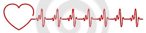 Heart pulse icon, cardiogram sign, heartbeat, one line - for stock