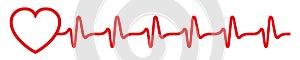 Heart pulse icon, cardiogram sign, heartbeat, one line - vector