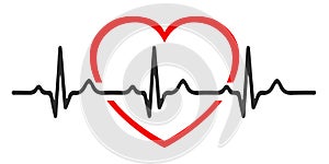 Heart pulse, one line, cardiogram, heartbeat