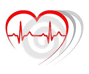Heart pulse, one line, cardiogram, heartbeat - vector