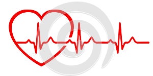 Heart pulse, one line, cardiogram sign, heartbeat - vector
