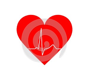 Heart pulse, one line, cardiogram. Vector illustration