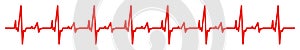 Heart pulse, one line, red cardiogram - vector photo