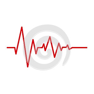 Heart pulse red line cardiogram vector icon