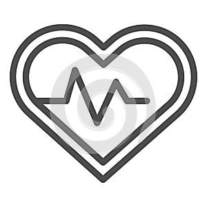 Heart pulse tracker line and solid icon. Sportsman heartbeat rate in love shape symbol, outline style pictogram on white