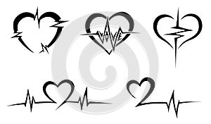 Heart Pulse Tribal Tattoo Set