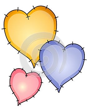 Heart Quilt Patches Clip Art