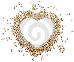 Heart of quinoa grain isolated on a white background