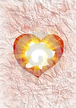 Heart radiating light photo