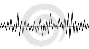 Heart rate,cardiogram icon. Pulse waveform. Heart rythm problems, arrhythmia. Medical illustration. Isolated black and