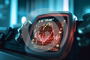 Heart rate ECG pulse monitor screen for surgery operation room in hospital Generative AI