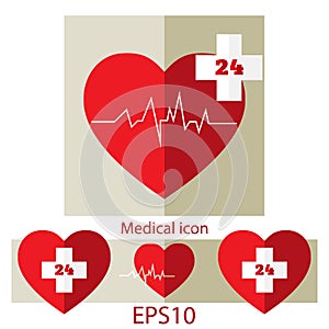 Heart rate flat icon design modern vector illustration. concept for health care and medical help