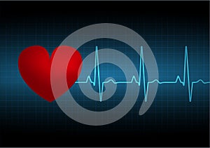 Heart rate graph. Heart beat. Ekg icon wave. Turquoise color.