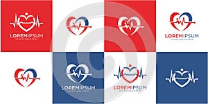 Heart rate. heart rate health logo design with heart concept