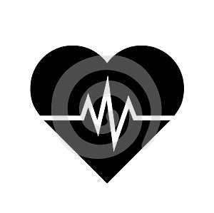 Heart rate icon - health monitor. black Heart Rate.Blood pressure vector icon