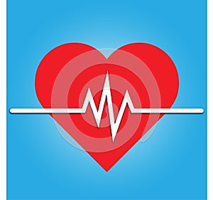 Heart rate icon - health monitor. Red Heart Rate.Blood pressure vector icon