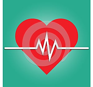 Heart rate icon - health monitor. Red Heart Rate.Blood pressure vector icon