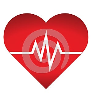 Heart rate icon - health monitor. Red Heart Rate.Blood pressure vector icon, heart cheering cardiogram, good health logo,