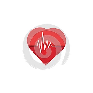 Heart rate icon - health monitor. Red Heart Rate.Blood pressure vector icon, heart cheering cardiogram, good health logo, healthy