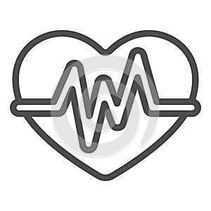 Heart Rate line icon, World cancer day concept, Heart beat cardiogram sign on white background, Heart and pulse icon in