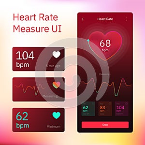 Heart Rate Measure Application Screen UI UX