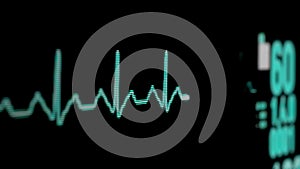 Heart rate monitor in hospital theatre. Medical vital signs monitor instrument in a hospital on anaesthesia surgery