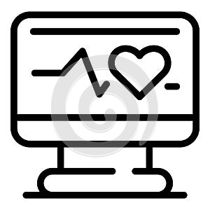 Heart rate monitor icon, outline style