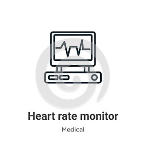 Heart rate monitor outline vector icon. Thin line black heart rate monitor icon, flat vector simple element illustration from