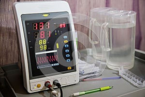 The heart rate monitor. vital signs monitor. heart rate measuring equipment photo
