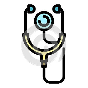 Heart rate stethoscope icon color outline vector