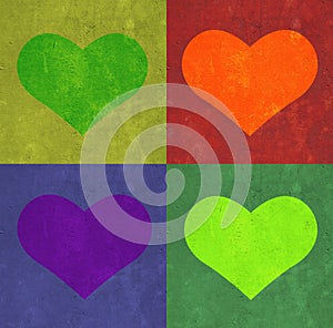 Heart and rectangles background.