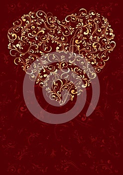 Heart on red background