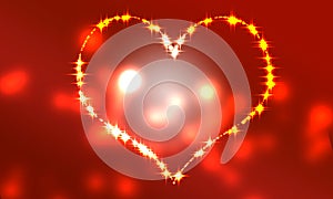 Heart red background of light that begins to overf