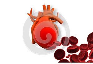 Heart with red cells