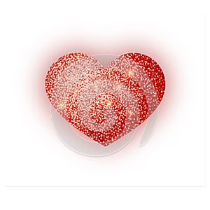 Heart red glitter isoleted on white background. Red sparkles heart. Valentine Day symbol. Love concept design. Vector