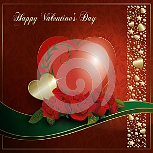 Happy Valentine`s Day - Heart Red Gold collection