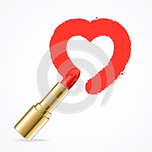 Heart with Red Lipstick. Vector