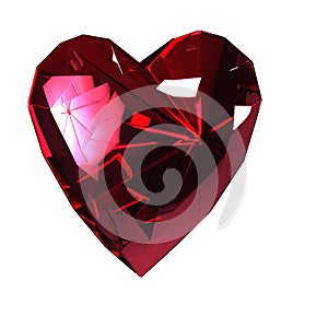 The heart of the red ruby on a white background. Isolate