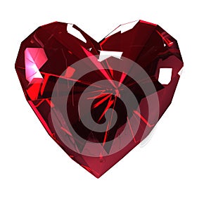 The heart of the red ruby on a white background. Isolate