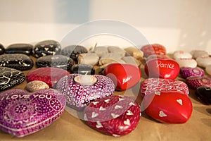 Heart of red and white stones, fair trade products in India