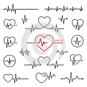 Heart rhythm set, Electrocardiogram, ECG - EKG signal photo