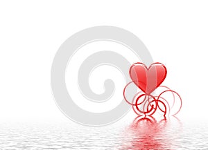 Heart on rippled water